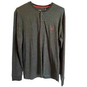 Chaps Charcoal Gray Long Sleeve Jersey Henley Shirt Men's Medium